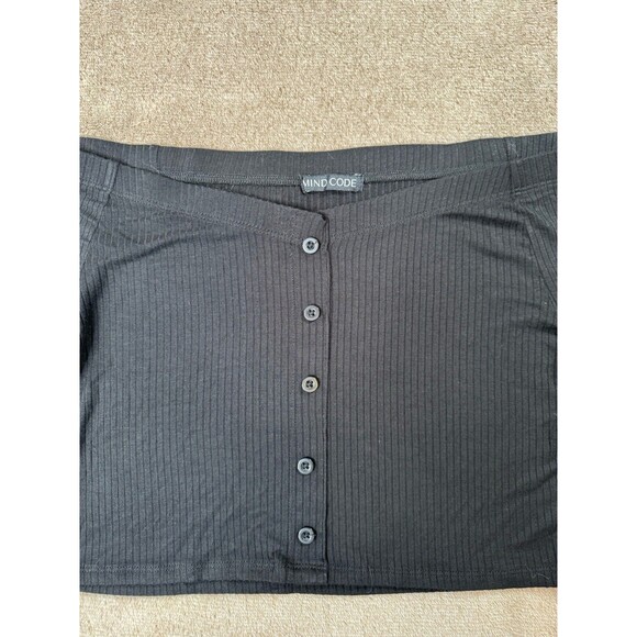 MIND CODE Ribbed off-the-shoulder top - Black Size L - Picture 5 of 11